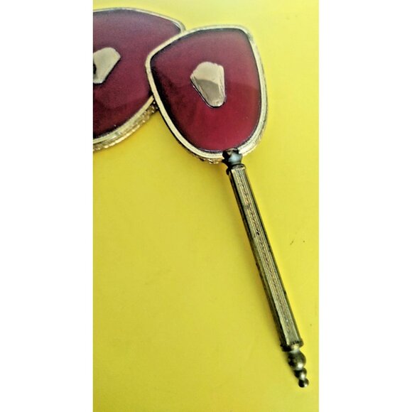 Vintage Brass and Cut Glass Hand Mirror & Brush Vanity Set 1930-1940 - Picture 6 of 15